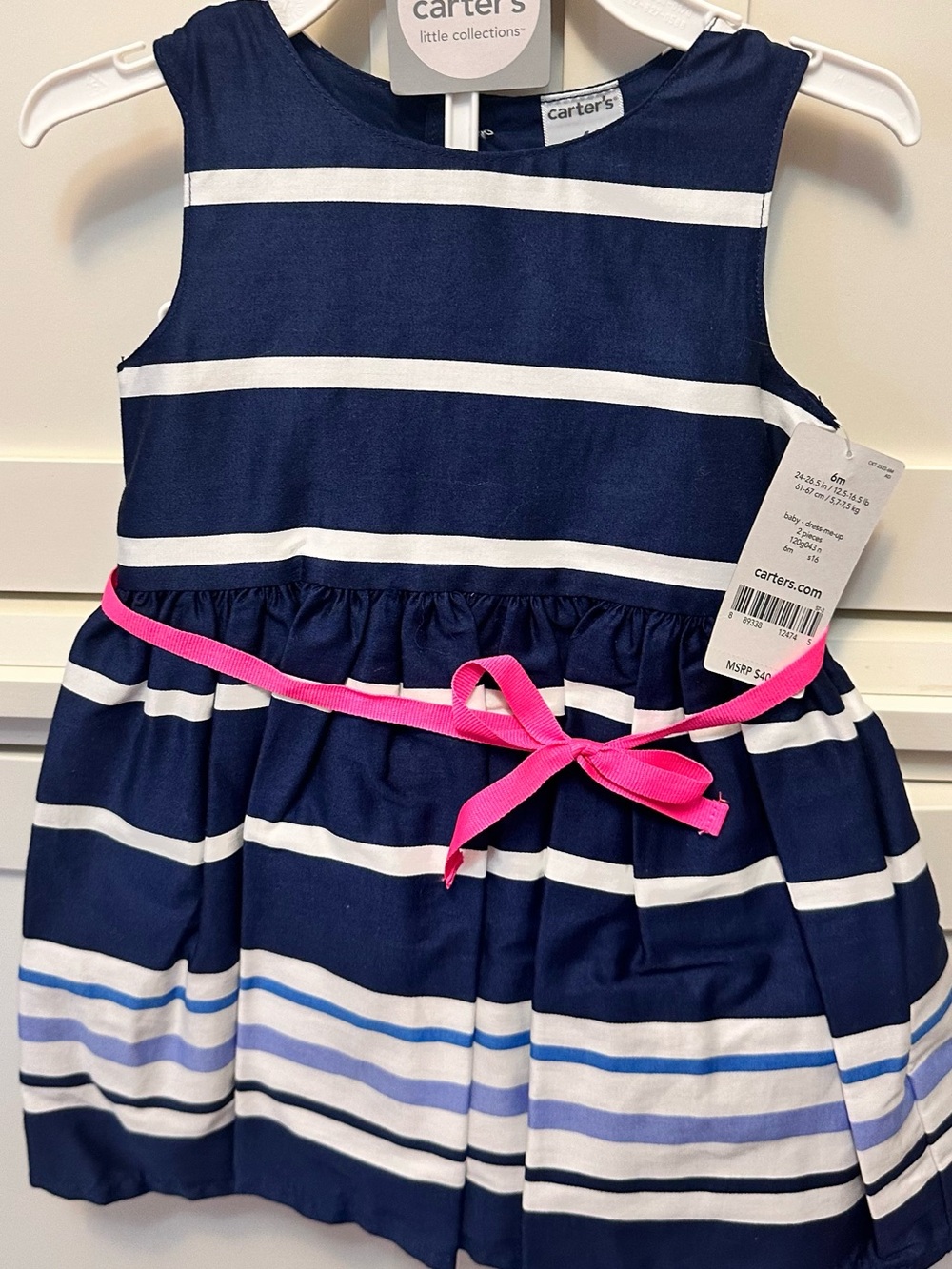 Carter's Navy, White & Pink Striped Sundress